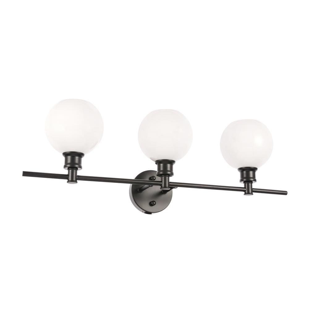 Collier 3 Light Black And Frosted White Glass Wall Sconce. Picture 4