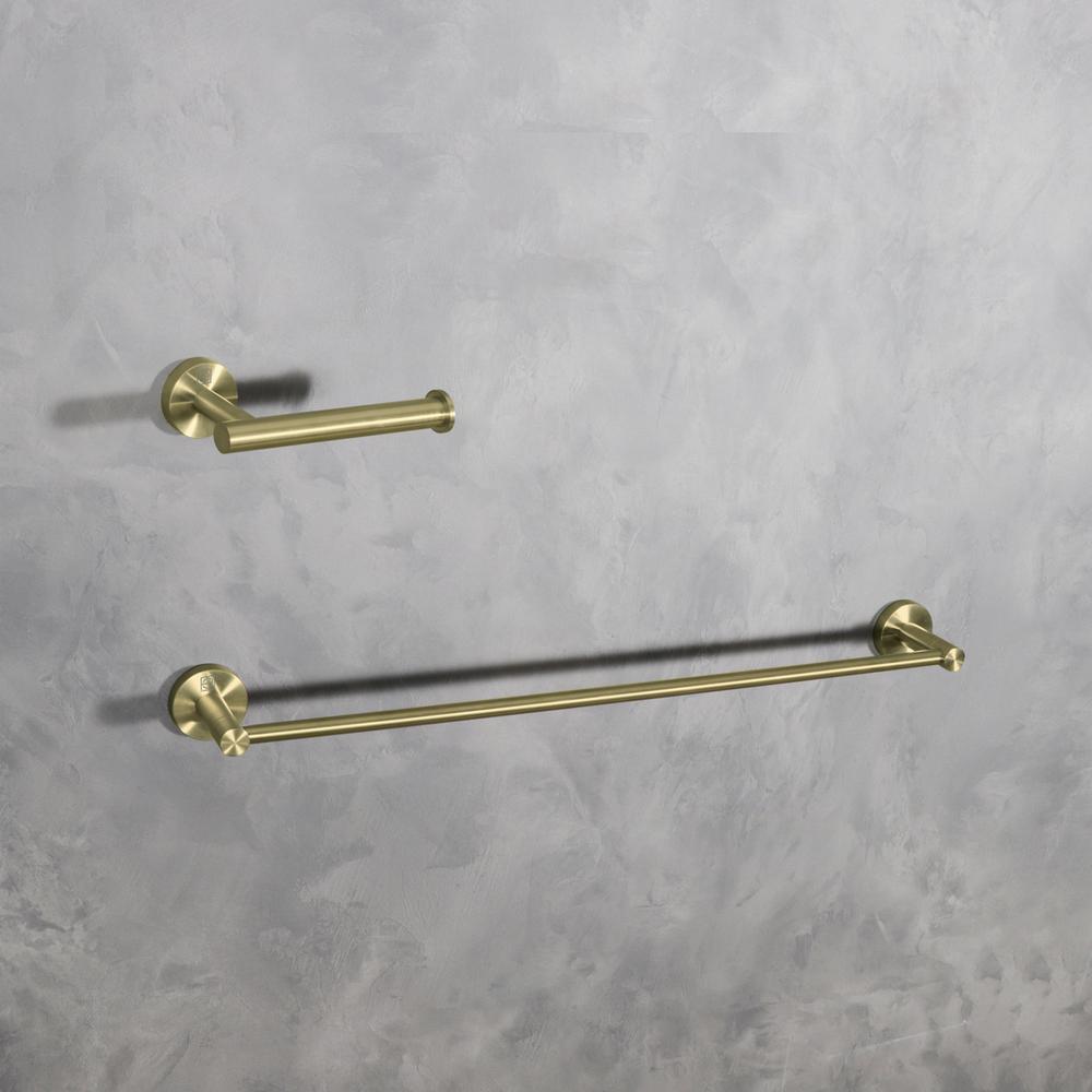 Alma 2-Piece Bathroom Hardware Set In Brushed Gold. Picture 2
