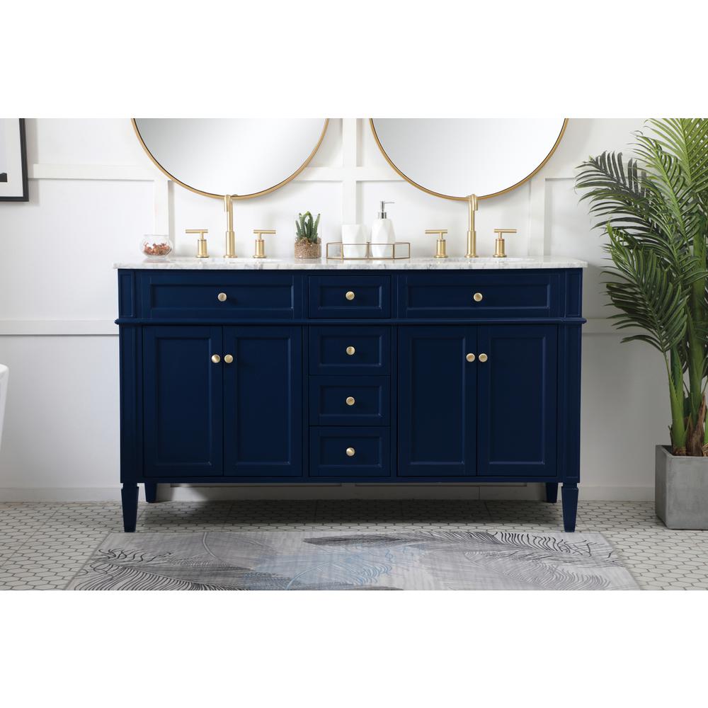60 Inch Double Bathroom Vanity In Blue. Picture 14