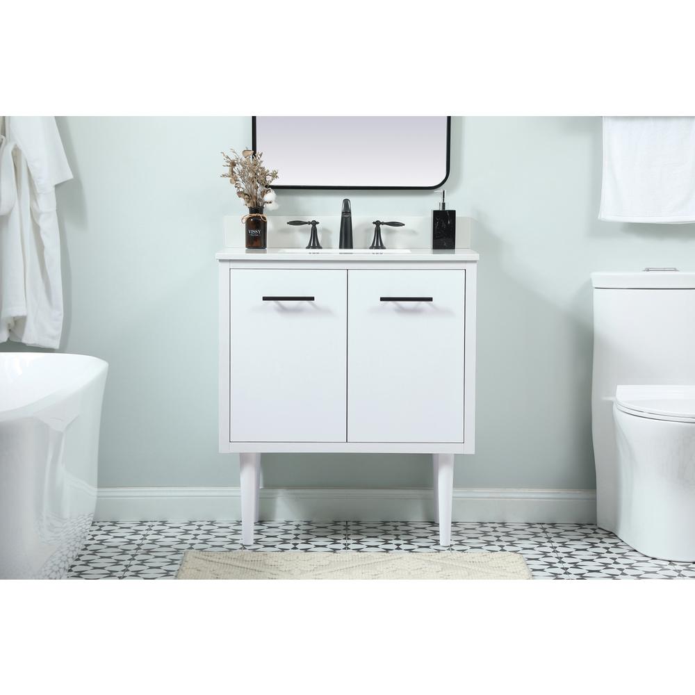30 Inch Single Bathroom Vanity In White With Backsplash. Picture 14