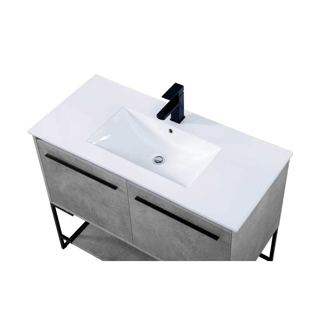 40 Inch  Single Bathroom Vanity In Concrete Grey. Picture 10