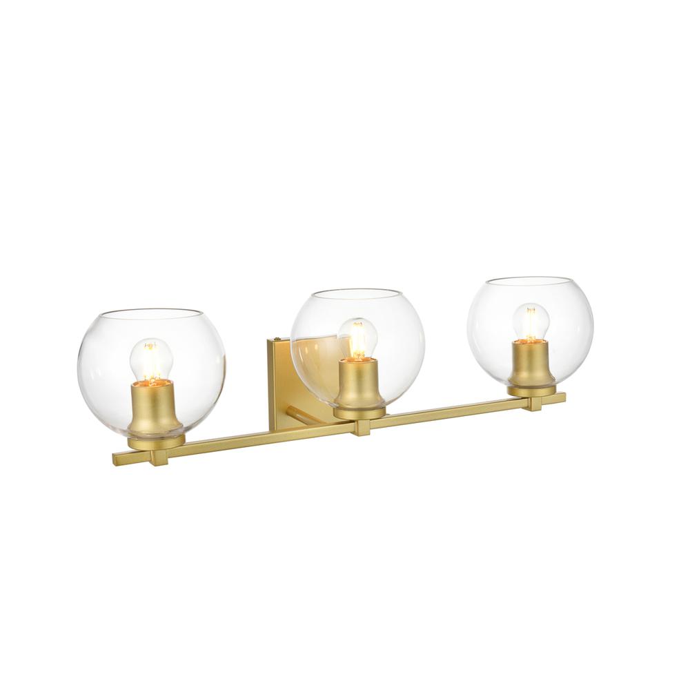 Juelz 3 Light Brass And Clear Bath Sconce. Picture 3