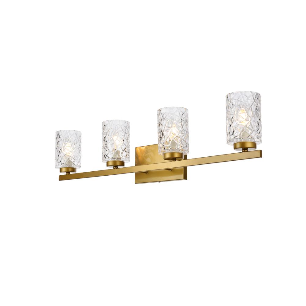 Cassie 4 Lights Bath Sconce In Brass With Clear Shade. Picture 2