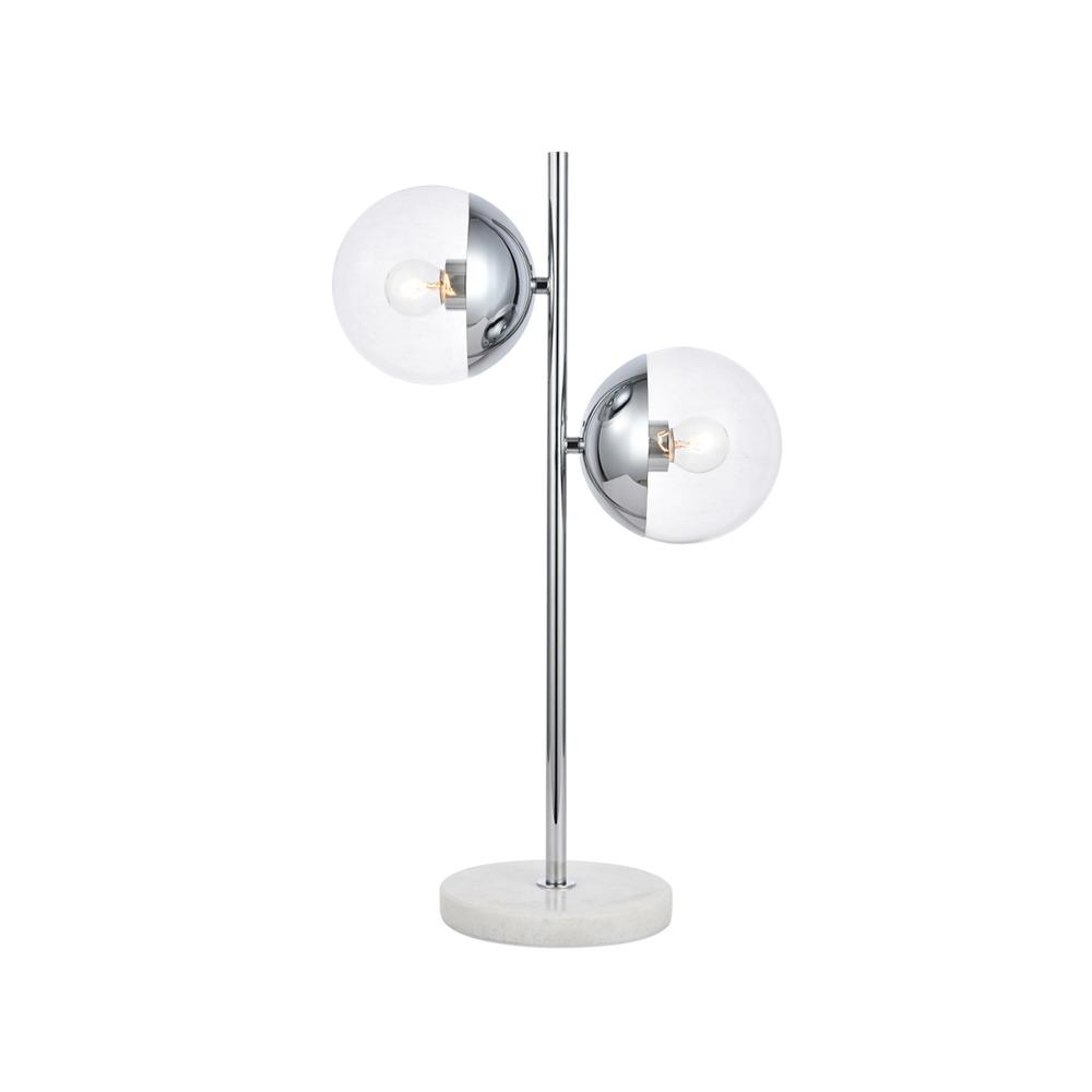 Eclipse 2 Lights Chrome Table Lamp With Clear Glass. Picture 1