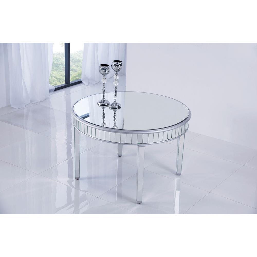 Round Dining Table 48 In. X 30 In. In Silver Paint. Picture 2