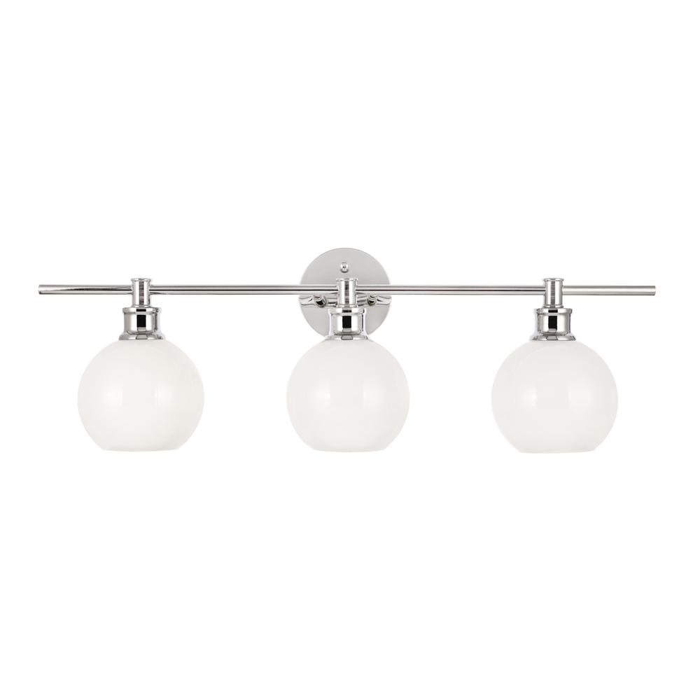 Collier 3 Light Chrome And Frosted White Glass Wall Sconce. Picture 10
