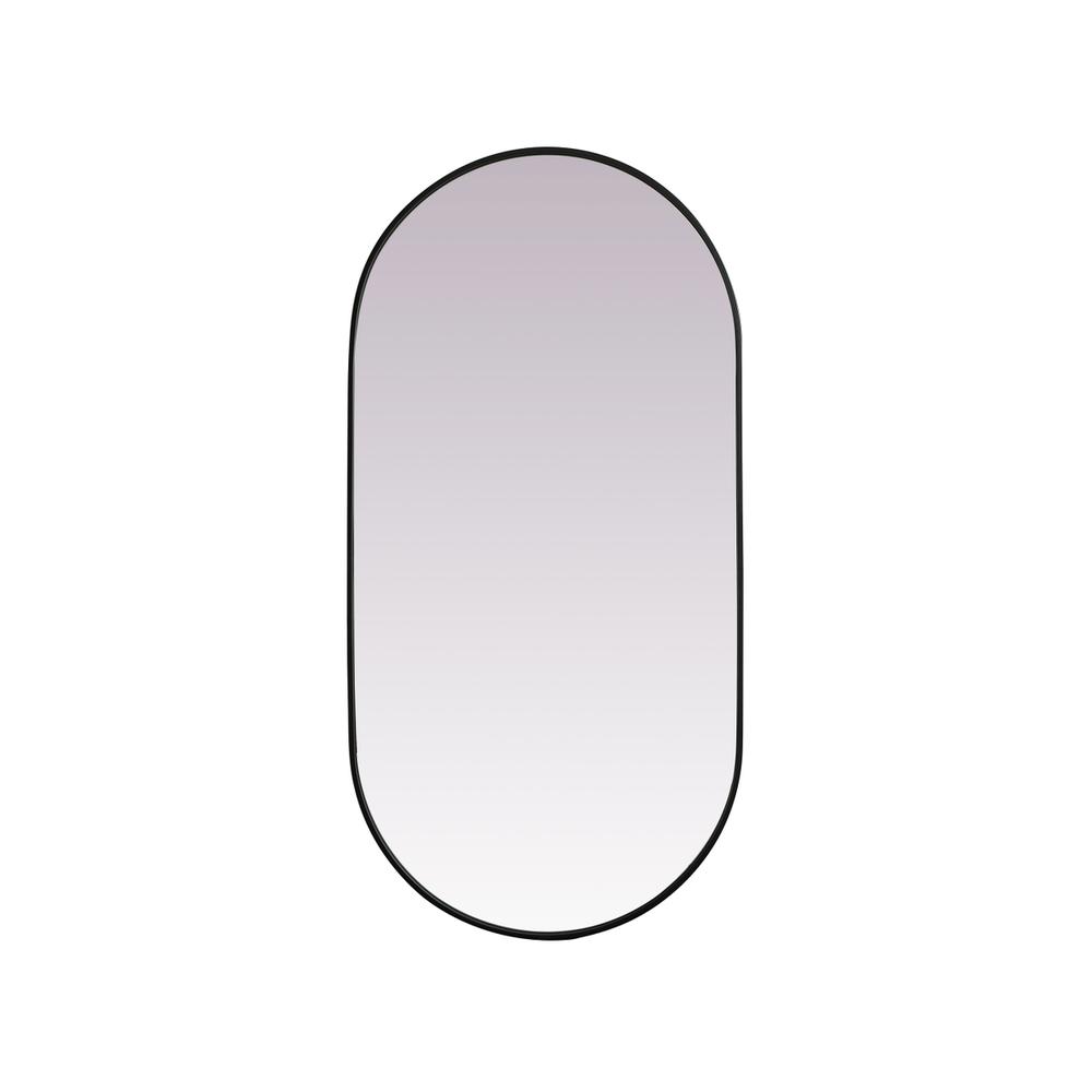 Metal Frame Oval Mirror 30X60 Inch In Black. Picture 1