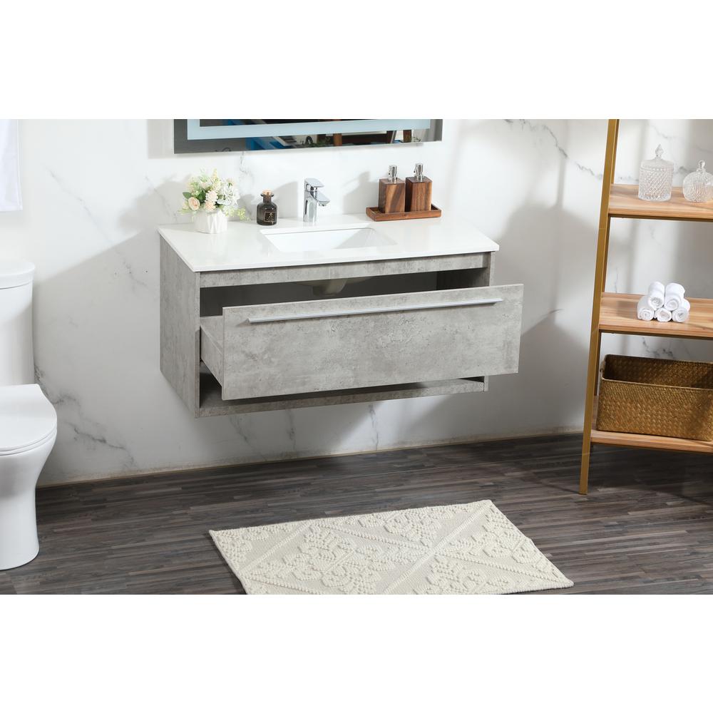 40 Inch Single Bathroom Vanity In Concrete Grey. Picture 3