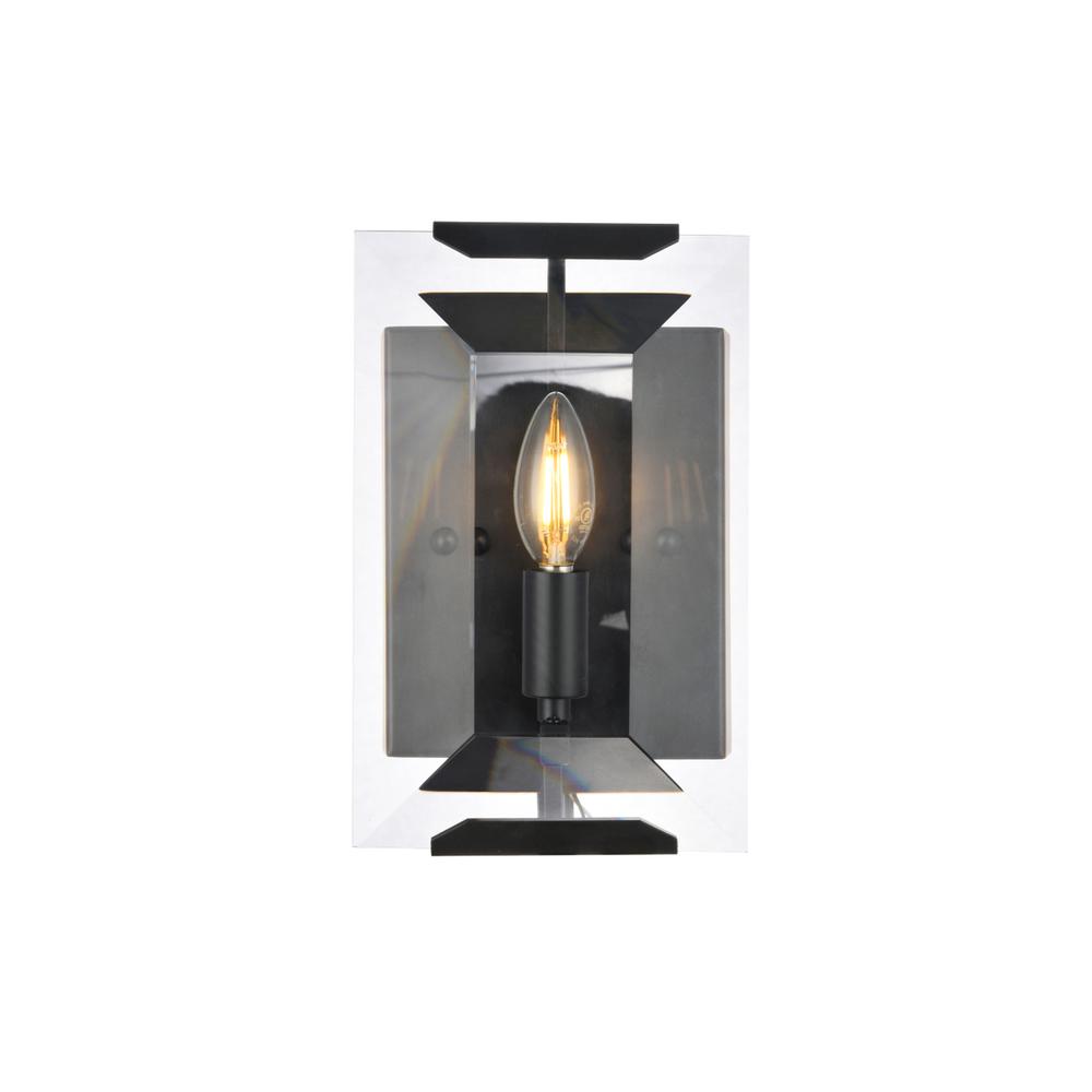 Monaco 1 Light Flat Black (Matte) Wall Sconce Glass Crystal. Picture 1