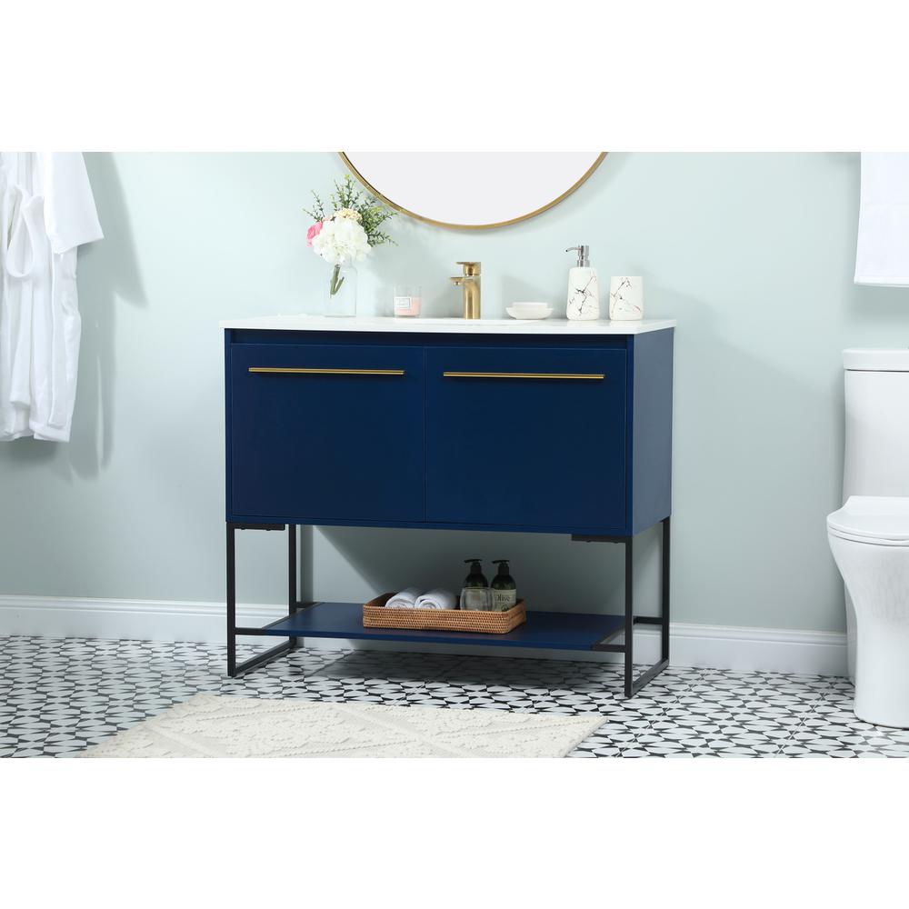40 Inch Single Bathroom Vanity In Blue. Picture 2