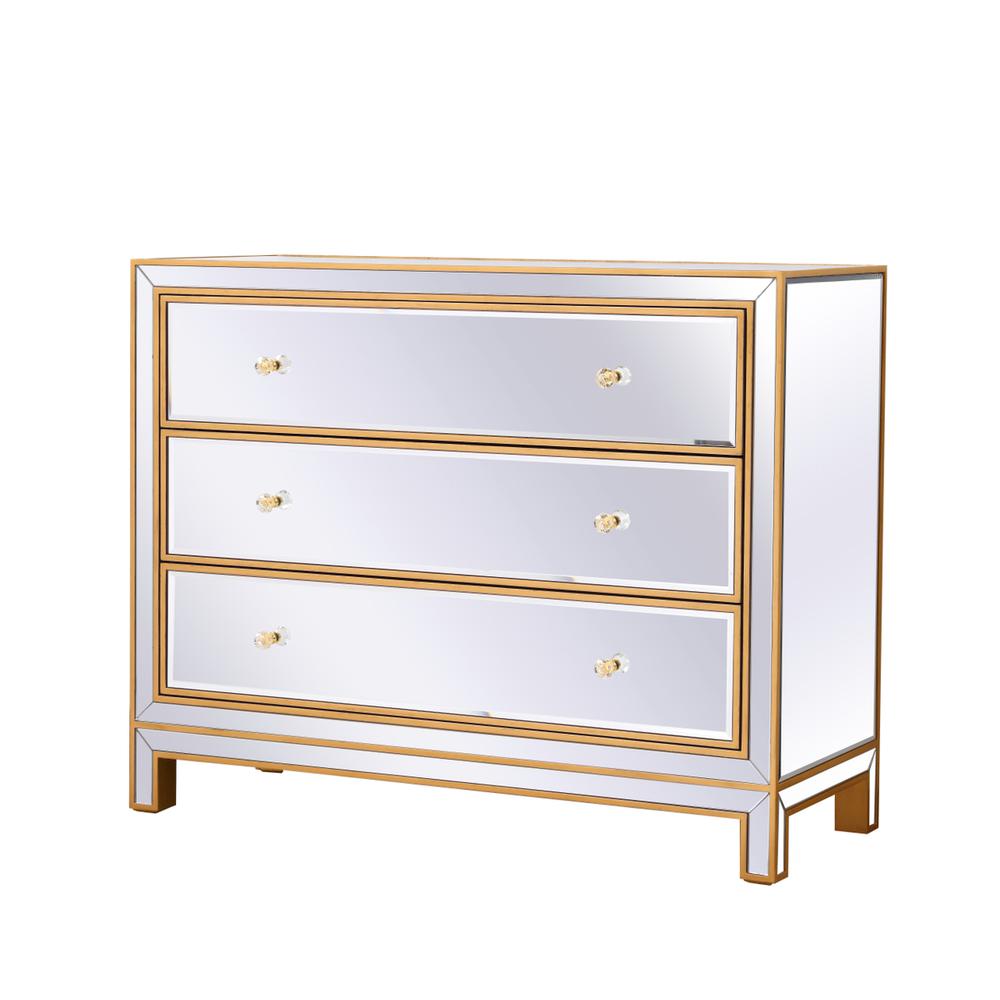 Chest 3 Drawers 40In. W X 16In. D X 32In. H In Gold. Picture 4