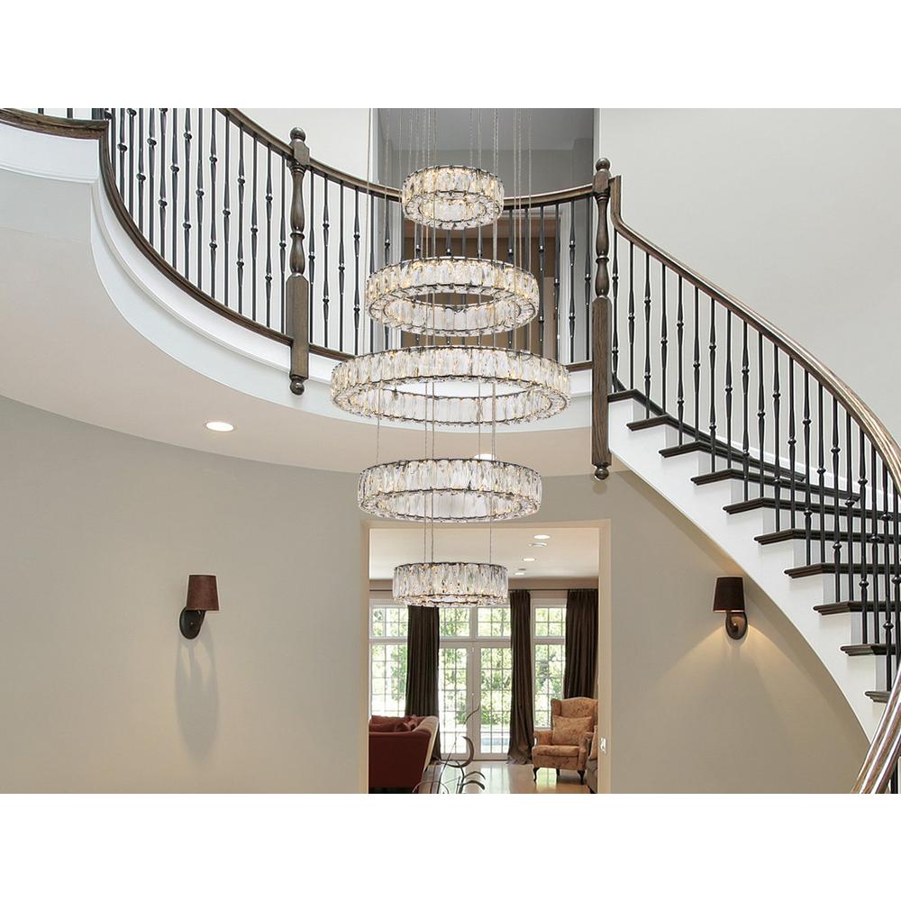 Monroe 25 Inch Led Five Ring Chandelier In Black. Picture 8