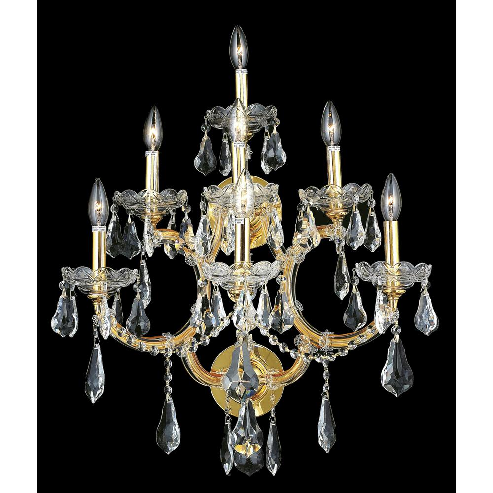 Maria Theresa 7 Light Gold Wall Sconce Clear Royal Cut Crystal. Picture 1