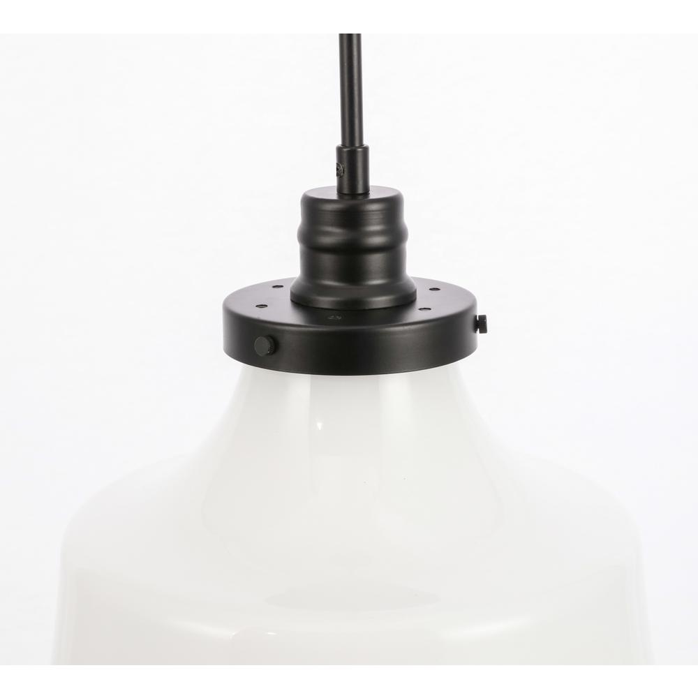 Lyle 1 Light Black And Frosted White Glass Pendant. Picture 9