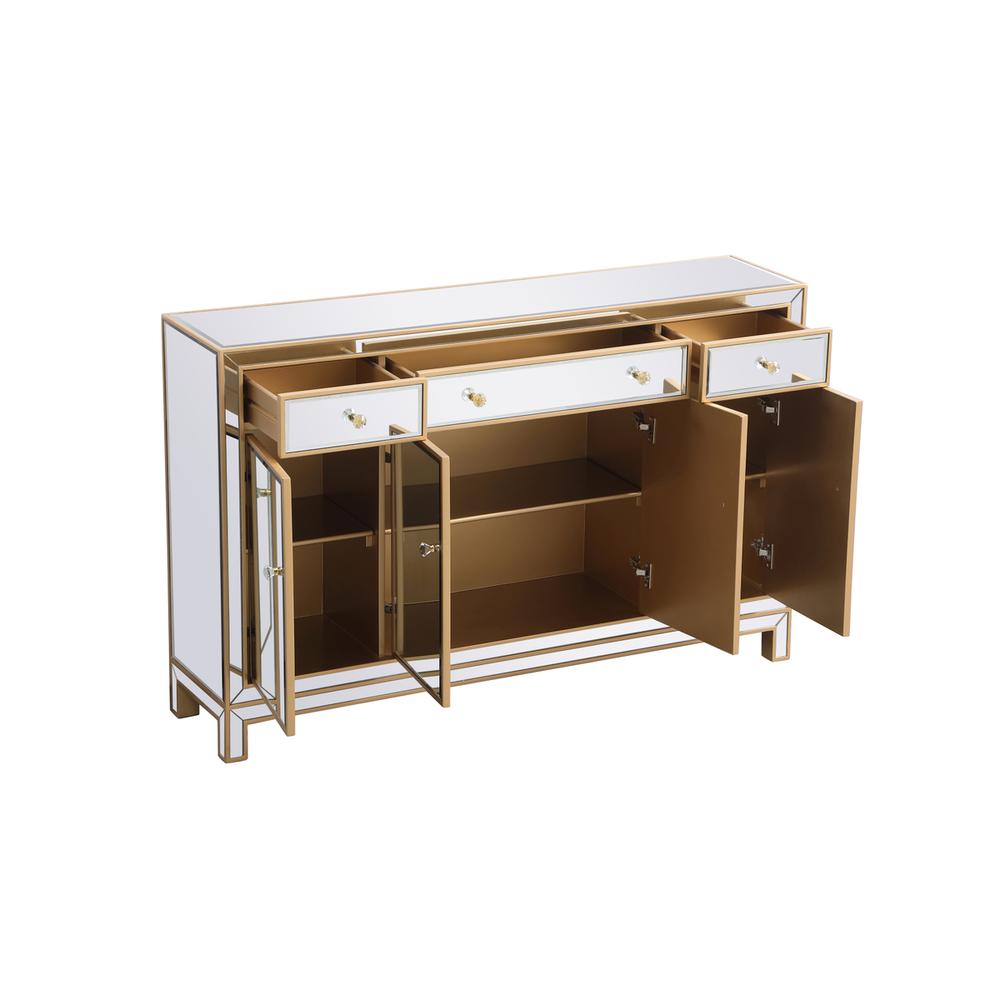 56 Inch Mirrored Credenza In Gold. Picture 6