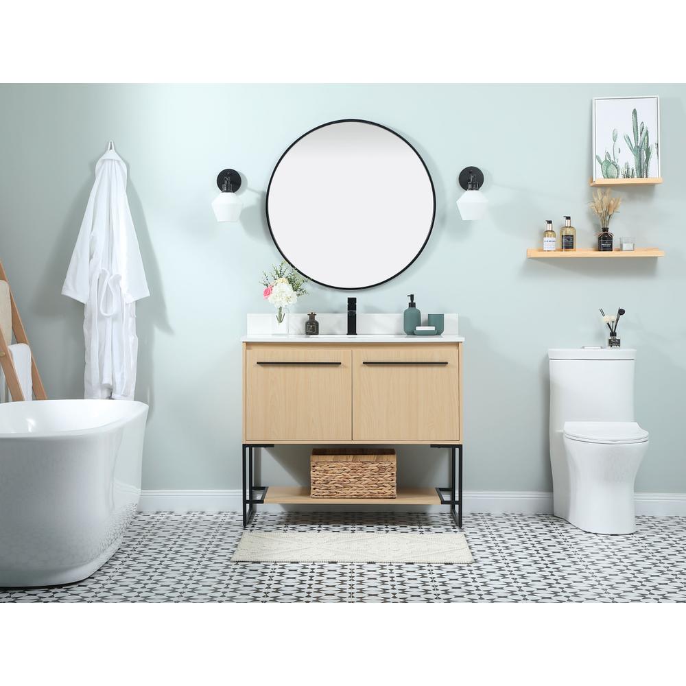 40 Inch Single Bathroom Vanity In Maple With Backsplash. Picture 4