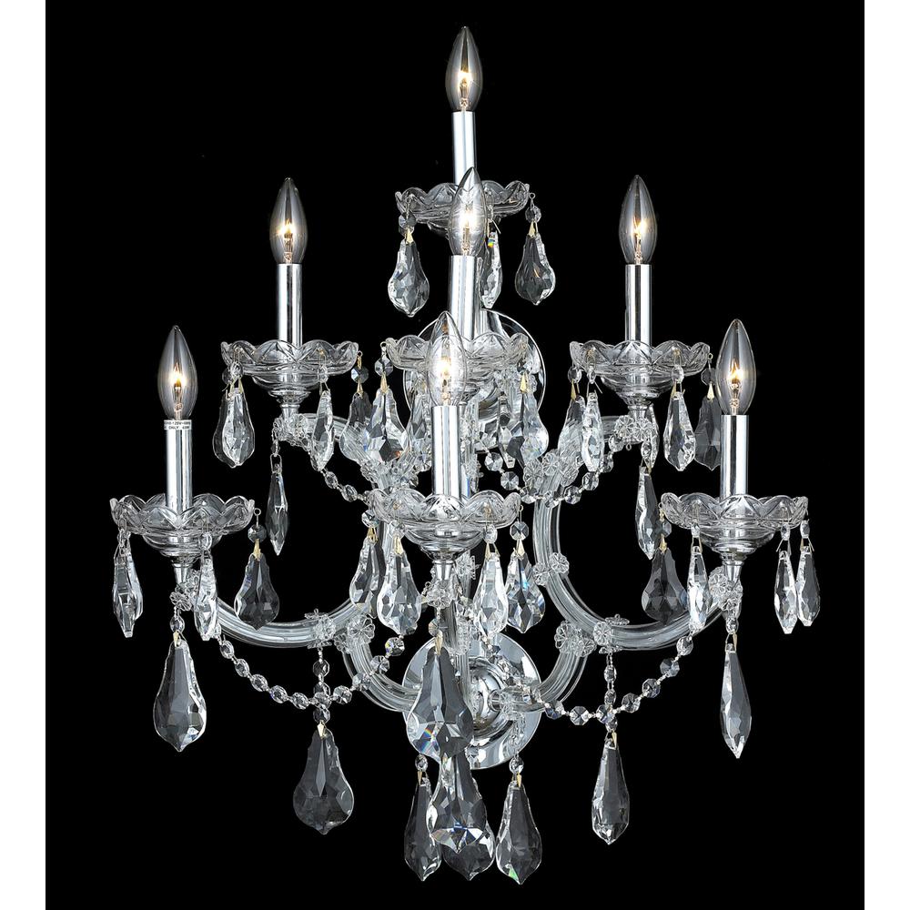 Maria Theresa 7 Light Chrome Wall Sconce Clear Royal Cut Crystal. Picture 1