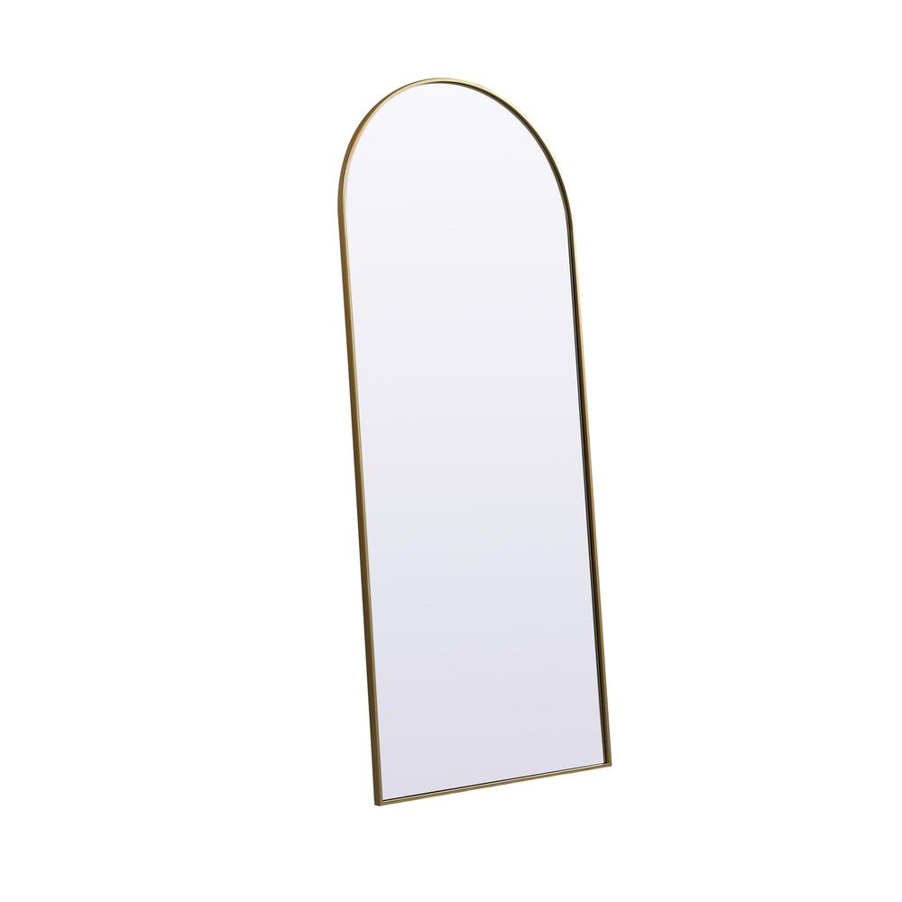 Metal Frame Arch Full Length Mirror 32X76 Inch In Brass. Picture 6