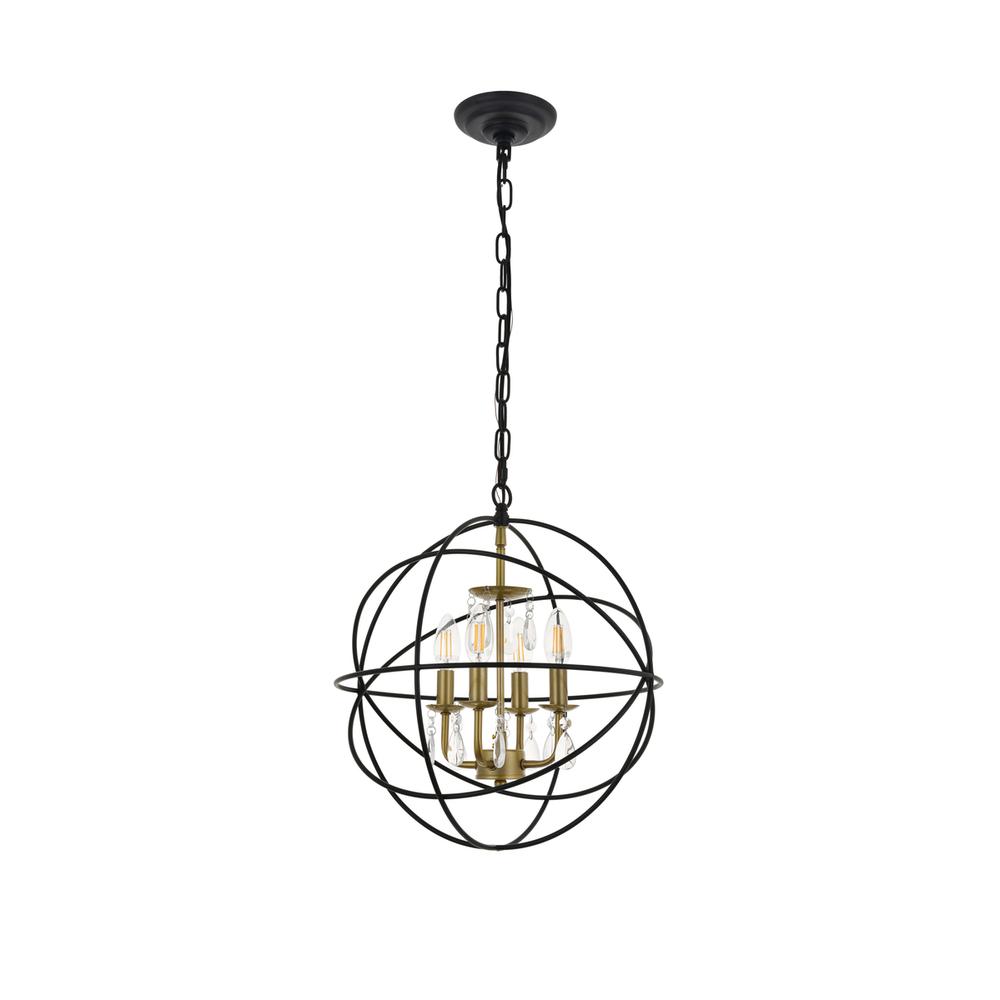 Wallace 4 Light Matte Black And Brass Pendant. Picture 2