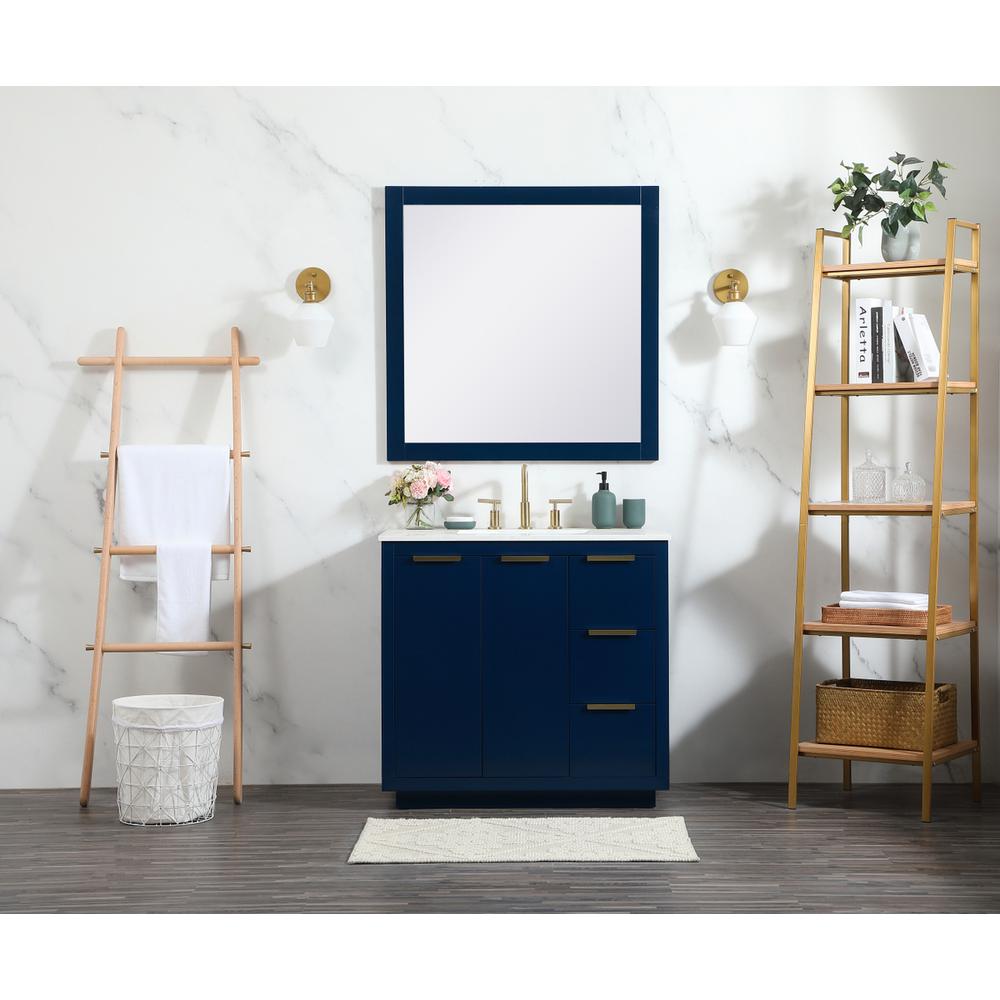 36 Inch Single Bathroom Vanity In Blue. Picture 4