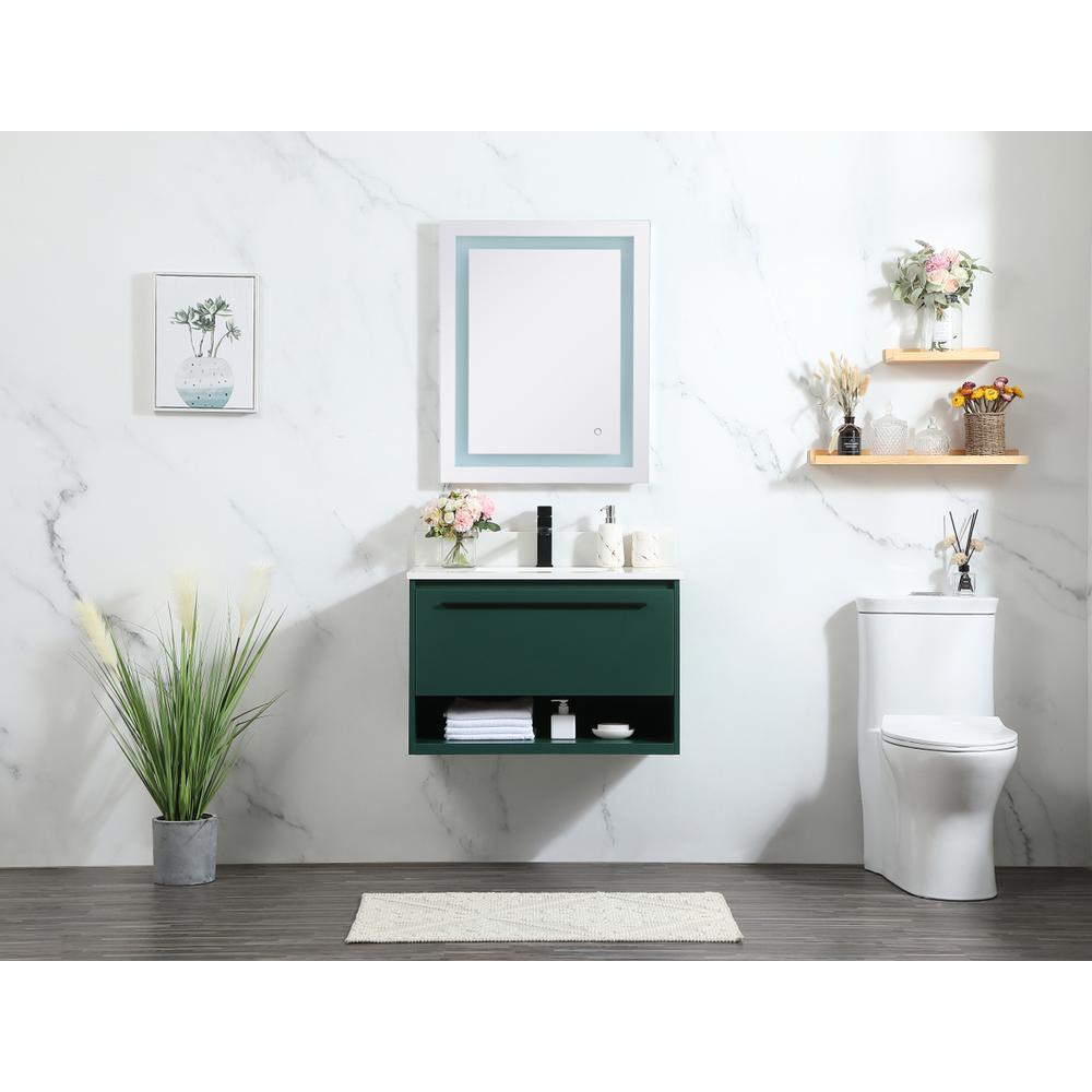 30 Inch Single Bathroom Vanity In Green With Backsplash. Picture 4