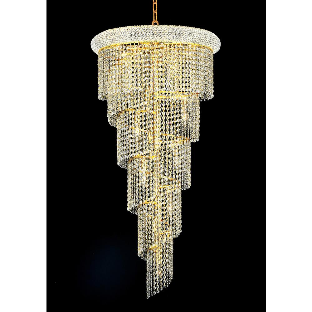 Spiral 18 Light Gold Chandelier Clear Royal Cut Crystal. Picture 1