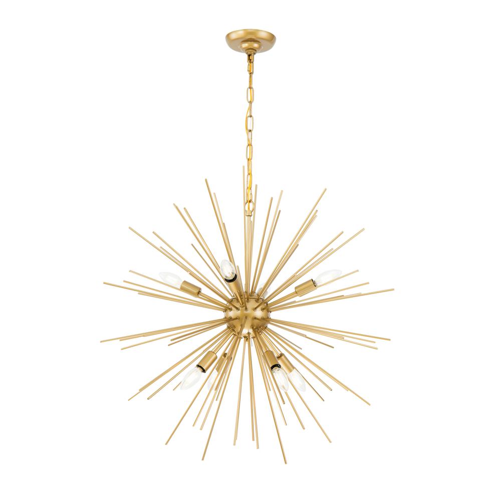 Timber 8 Light Brass Pendant. Picture 1
