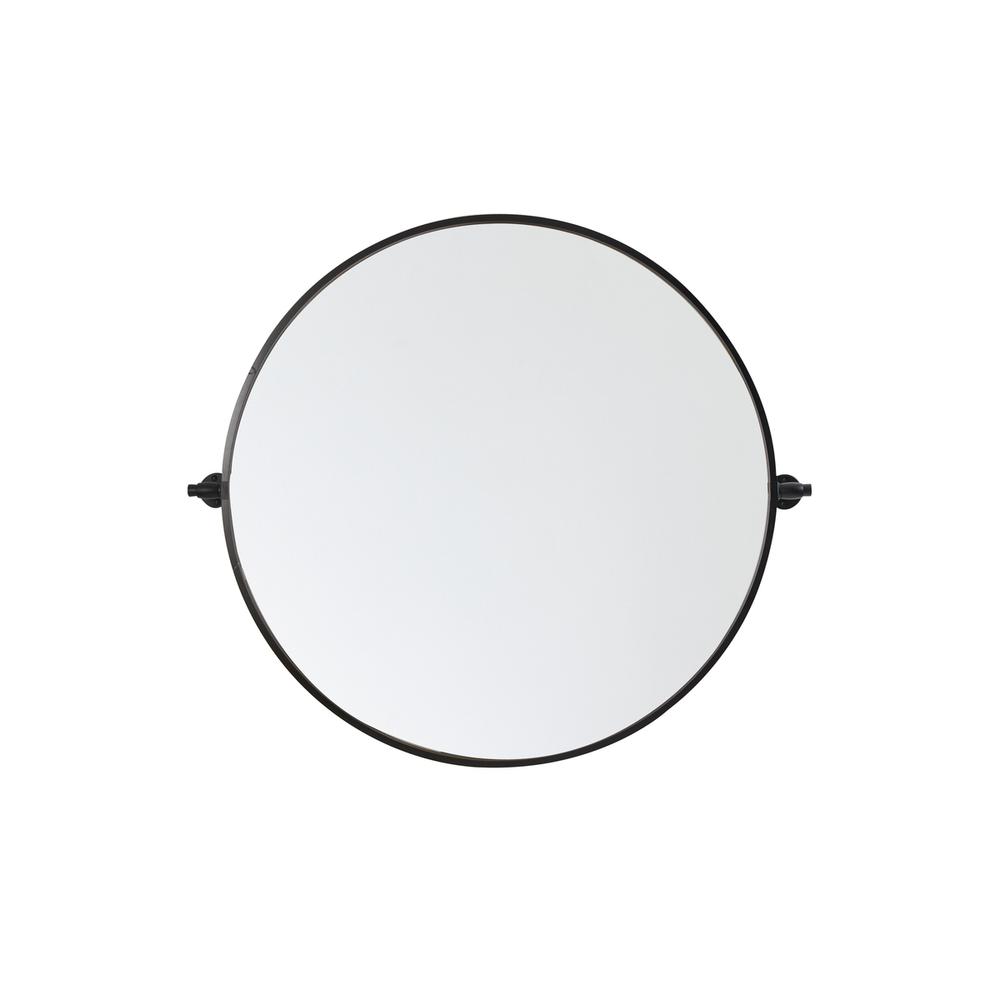 Round Pivot Mirror 30 Inch In Black. Picture 1