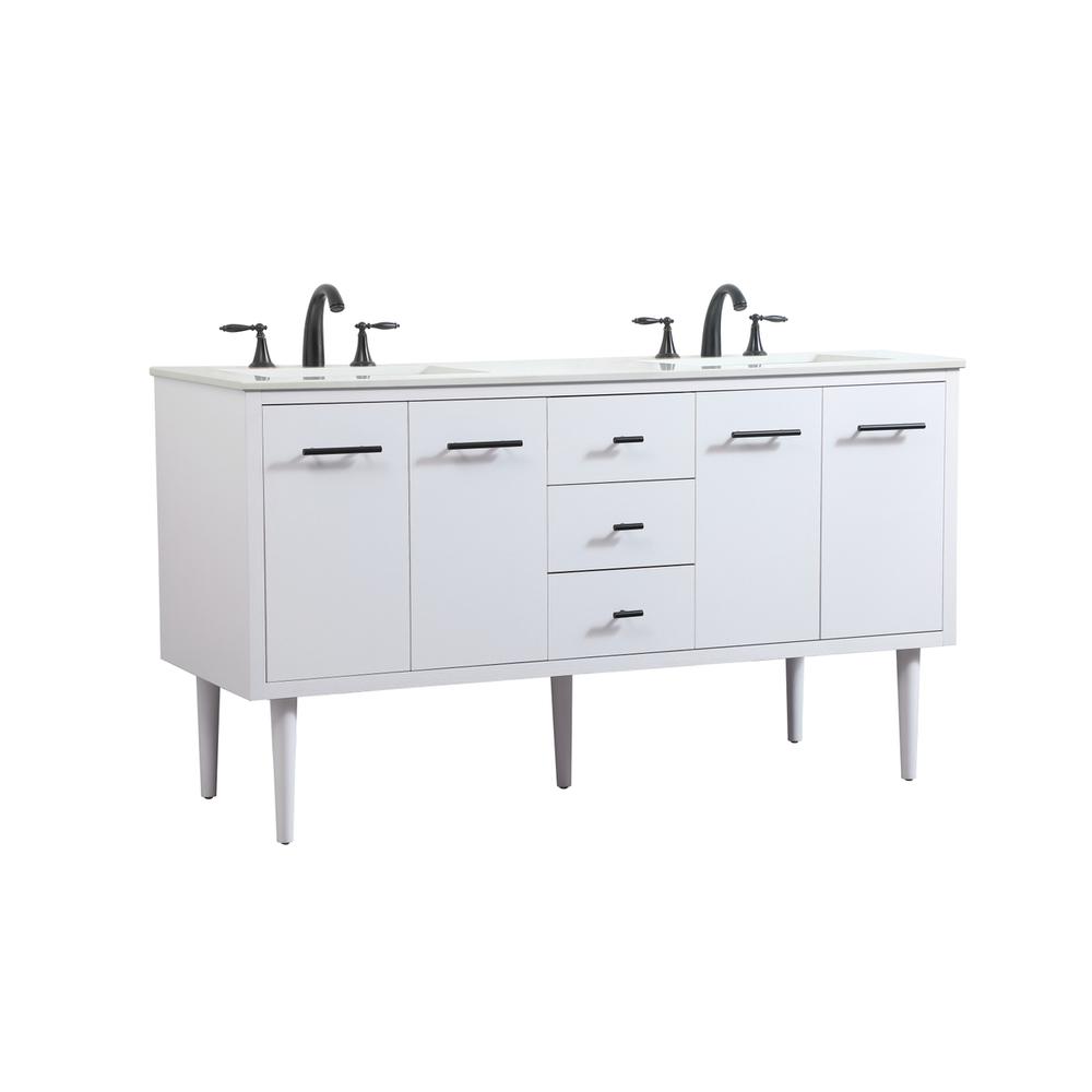 60 Inch Single Bathroom Vanity In White. Picture 10