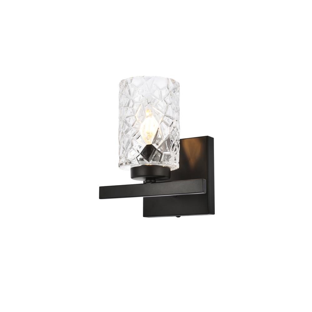 Cassie 1 Light Bath Sconce In Black With Clear Shade. Picture 2