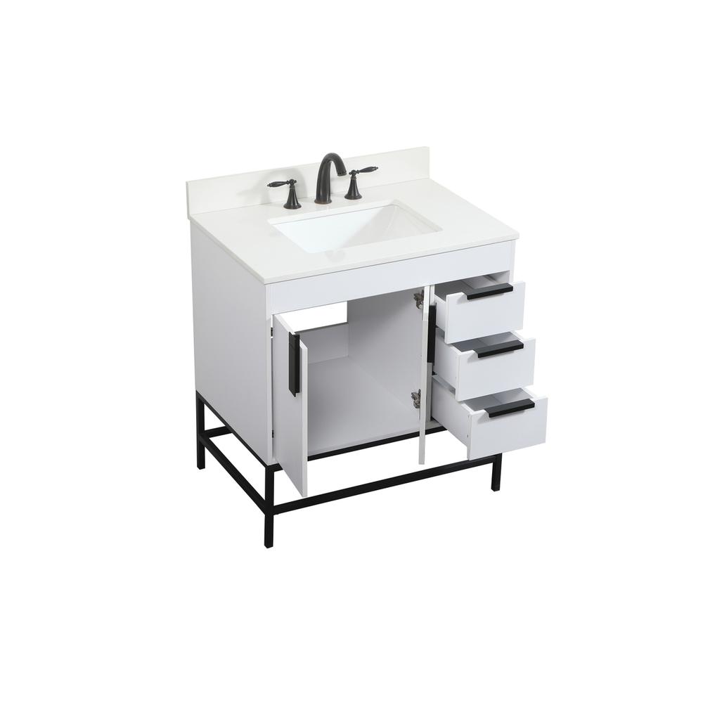 32 Inch Single Bathroom Vanity In White With Backsplash. Picture 9