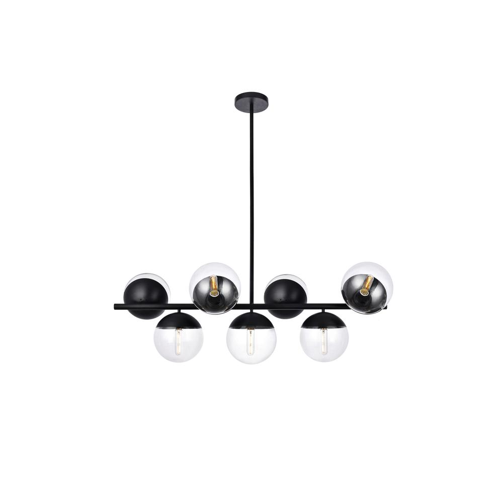 Eclipse 7 Lights Black Pendant With Clear Glass. Picture 1