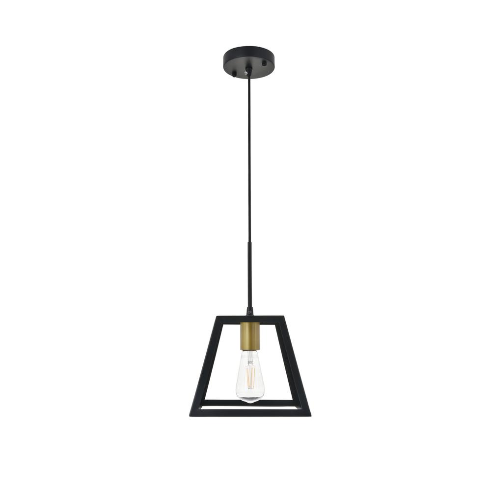 Resolute 1 Light Brass And Black Pendant. Picture 7