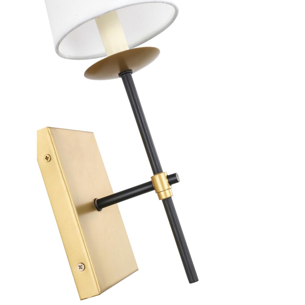Eclipse 1 Light Brass And Black And White Shade Wall Sconce. Picture 10