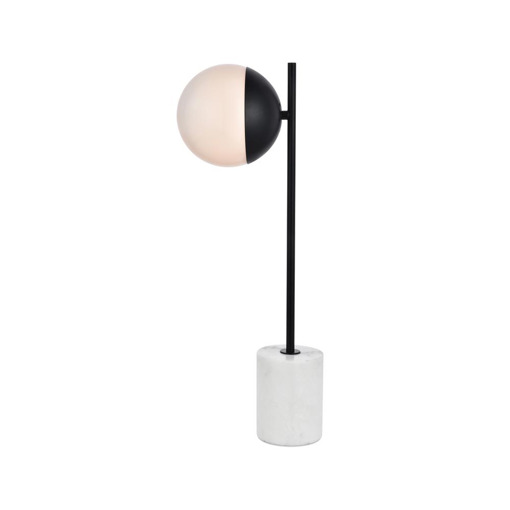 Eclipse 1 Light Black Table Lamp With Frosted White Glass. Picture 1