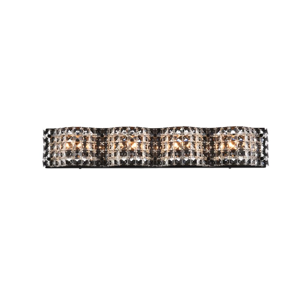 Ollie 4 Light Bath Sconce In Black With Clear Crystals. Picture 1
