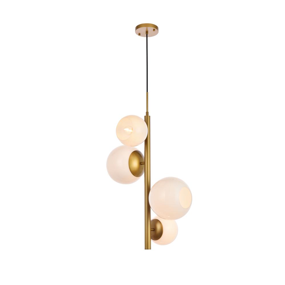 Wells 18 Inch Pendant In Brass With White Shade. Picture 1