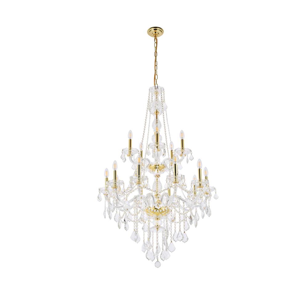 Verona 15 Light Gold Chandelier Clear Royal Cut Crystal. Picture 6