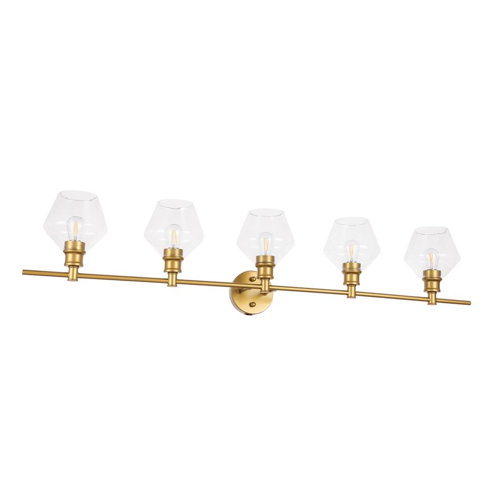 Gene 5 Light Brass And Clear Glass Wall Sconce. Picture 4