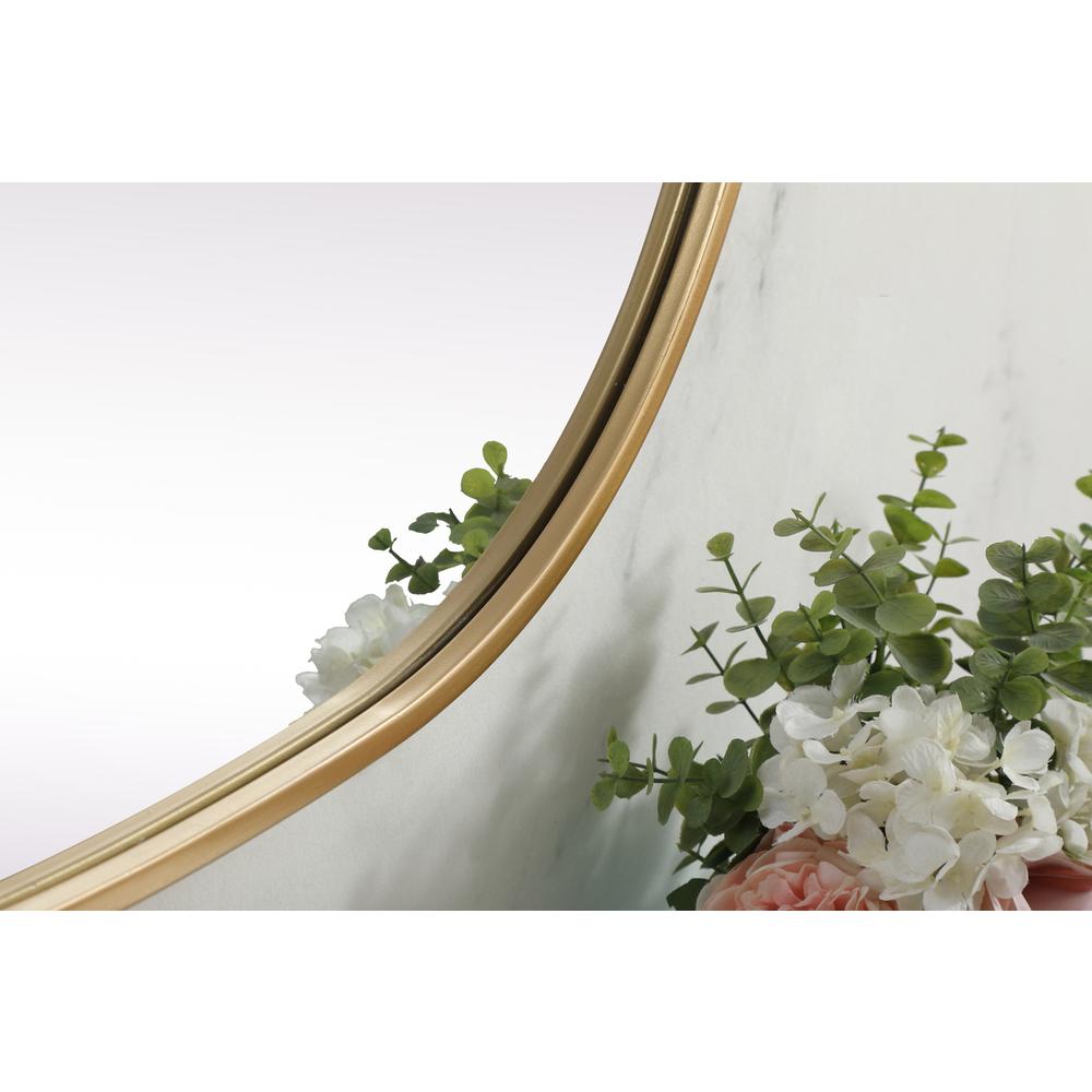 Metal Frame Oval Mirror 30X36 Inch In Brass. Picture 6