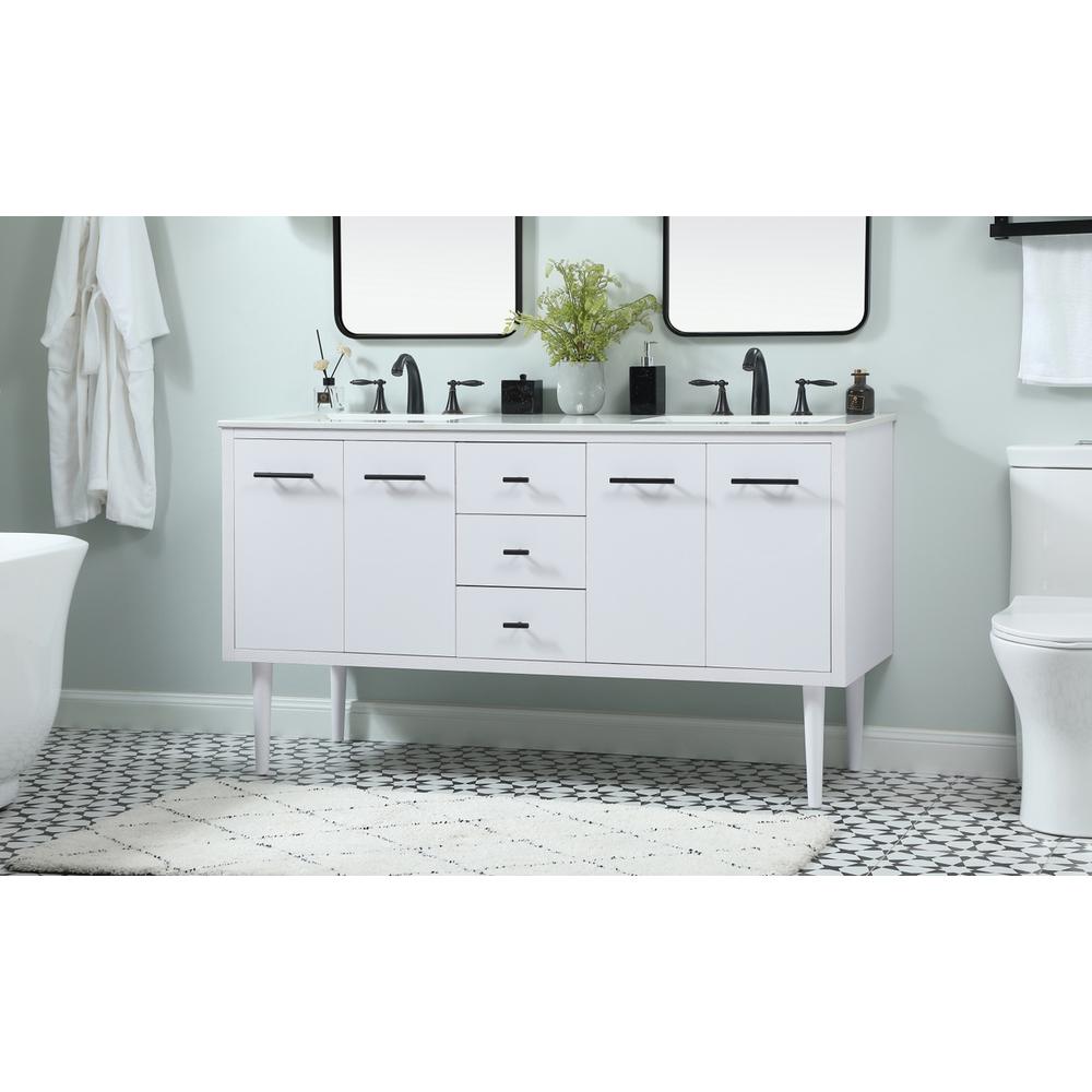 60 Inch Single Bathroom Vanity In White. Picture 2
