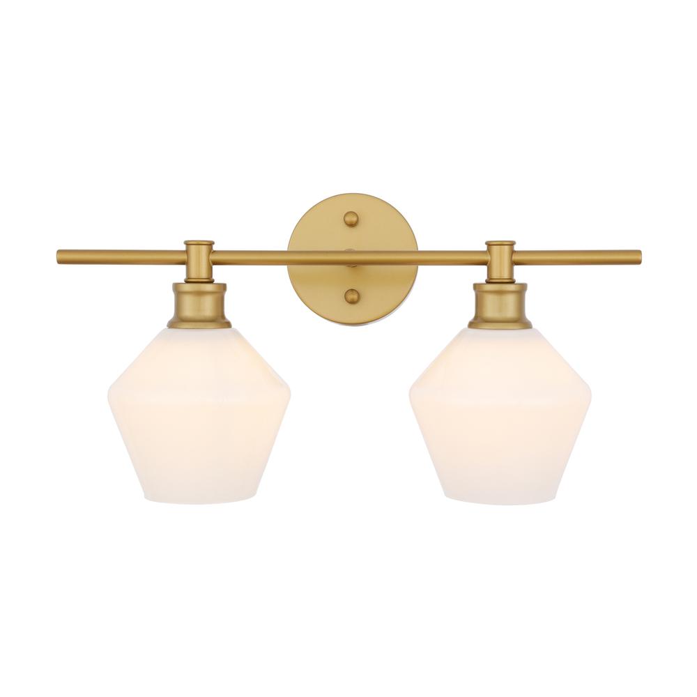 Gene 2 Light Brass And Frosted White Glass Wall Sconce. Picture 9