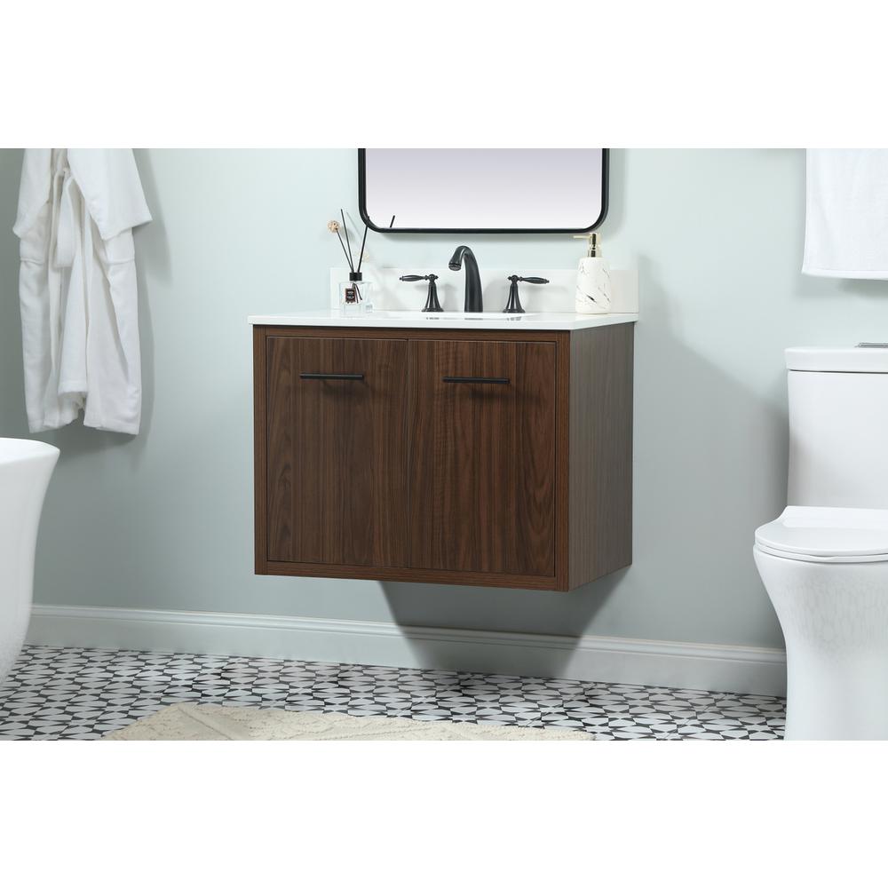 30 Inch Single Bathroom Vanity In Walnut With Backsplash. Picture 5