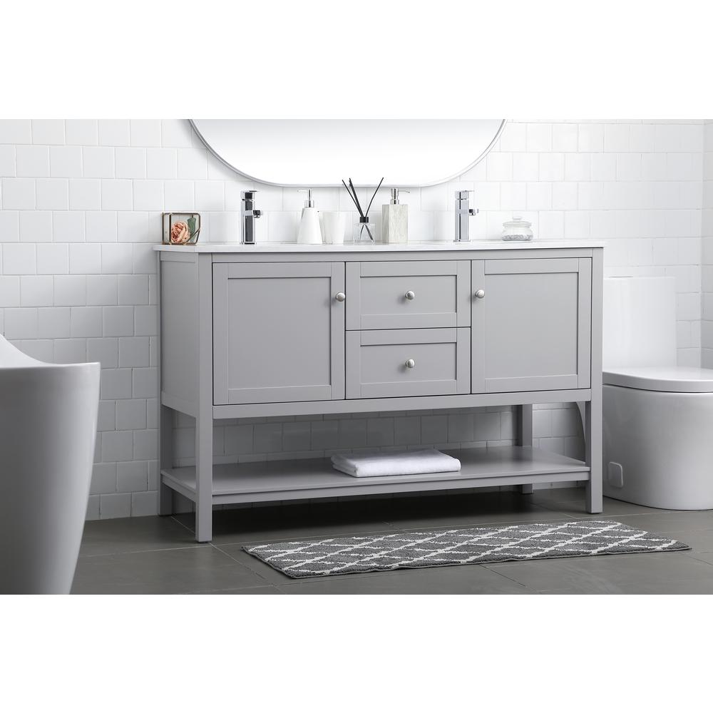 54 Inch Double Bathroom Vanity In Grey. Picture 2