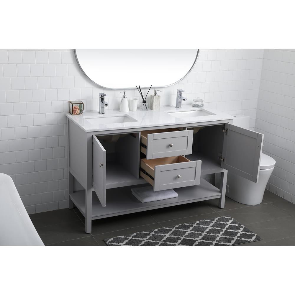 54 Inch Double Bathroom Vanity In Grey. Picture 3