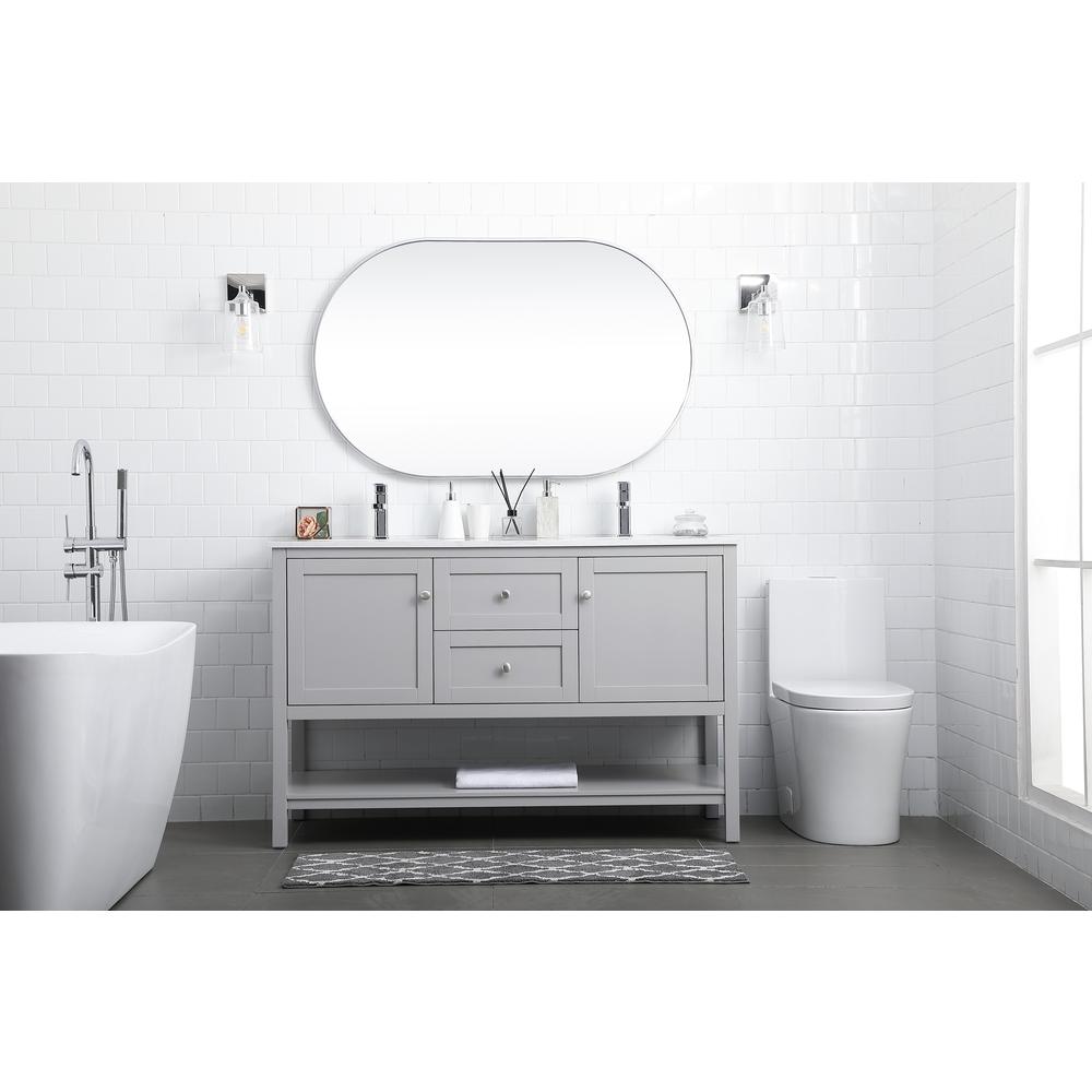 54 Inch Double Bathroom Vanity In Grey. Picture 4