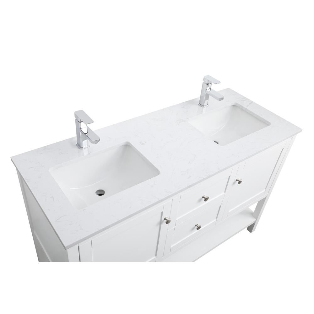 54 Inch Double Bathroom Vanity In White. Picture 11