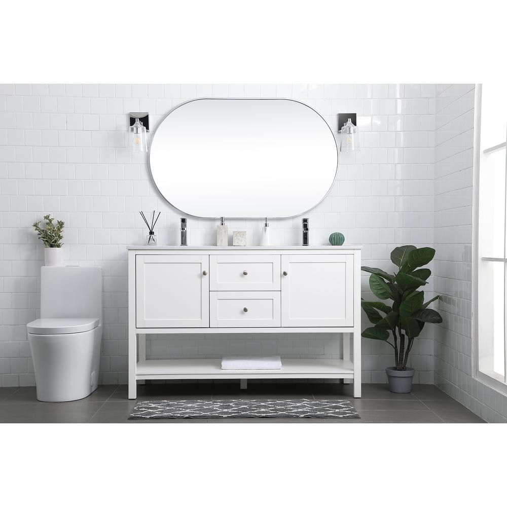 54 Inch Double Bathroom Vanity In White. Picture 4