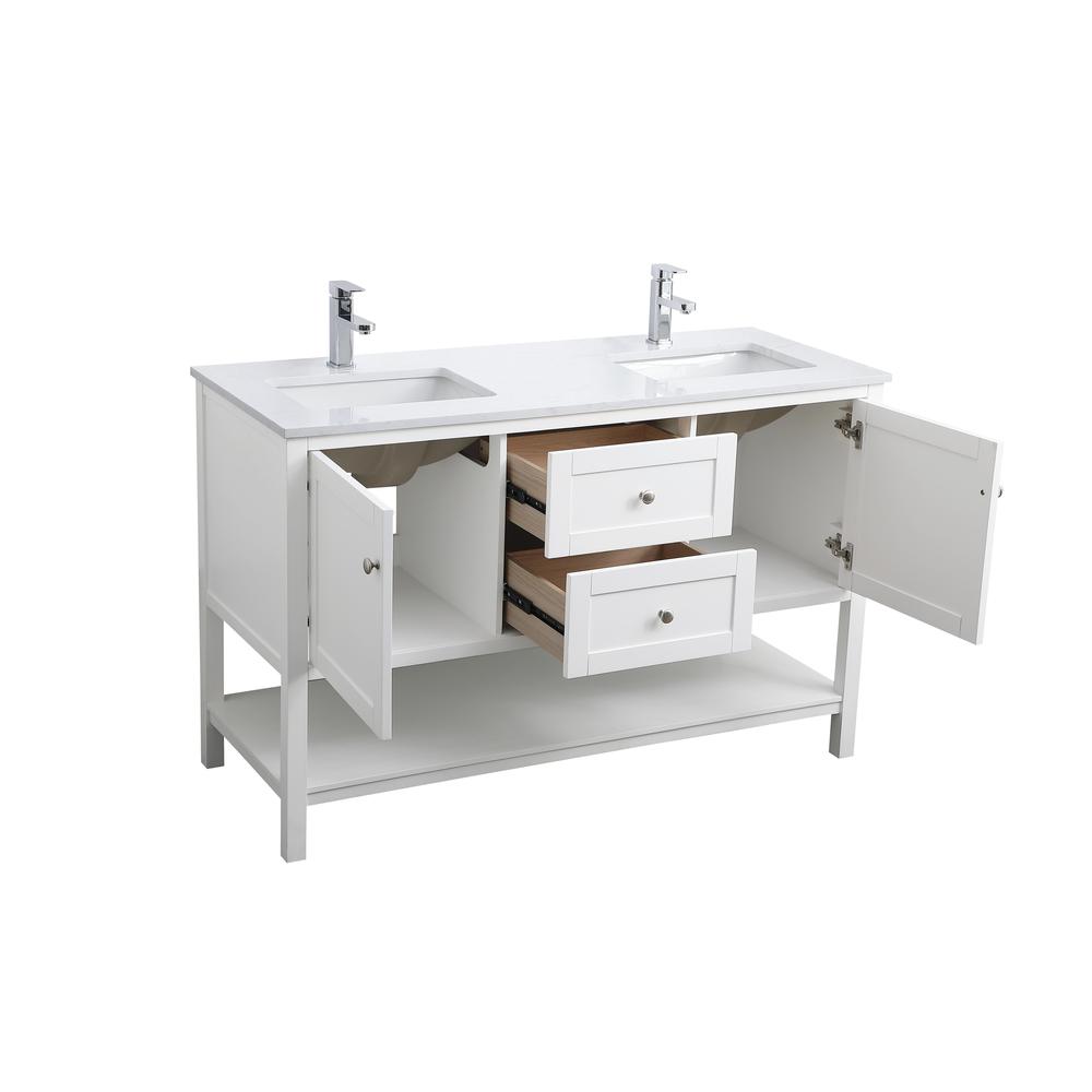 54 Inch Double Bathroom Vanity In White. Picture 9