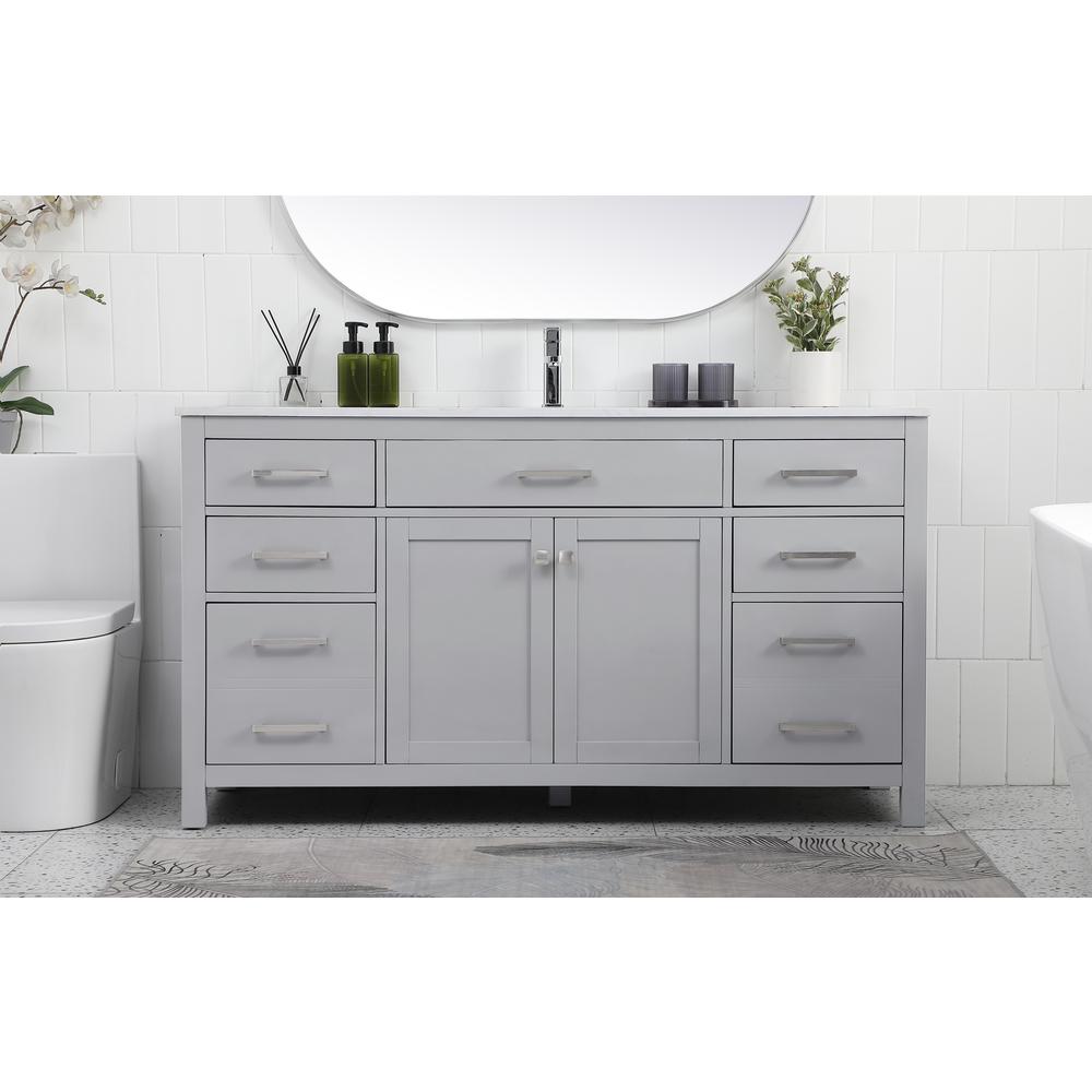 60 Inch Single Bathroom Vanity In Grey. Picture 2